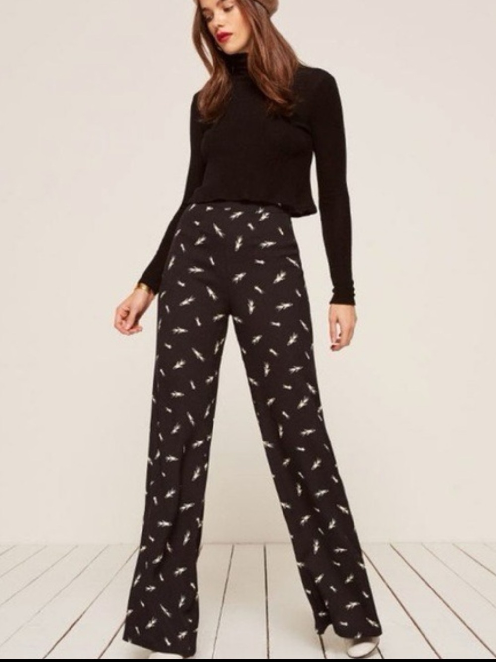 Reformation Black Sorrenti Rocketman Wide Leg Pants